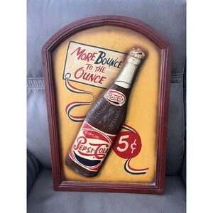 Pepsi Wooden Advertising Sign With Embossed‎ 3D Bottle 23.5"H X 16"W X 1" D